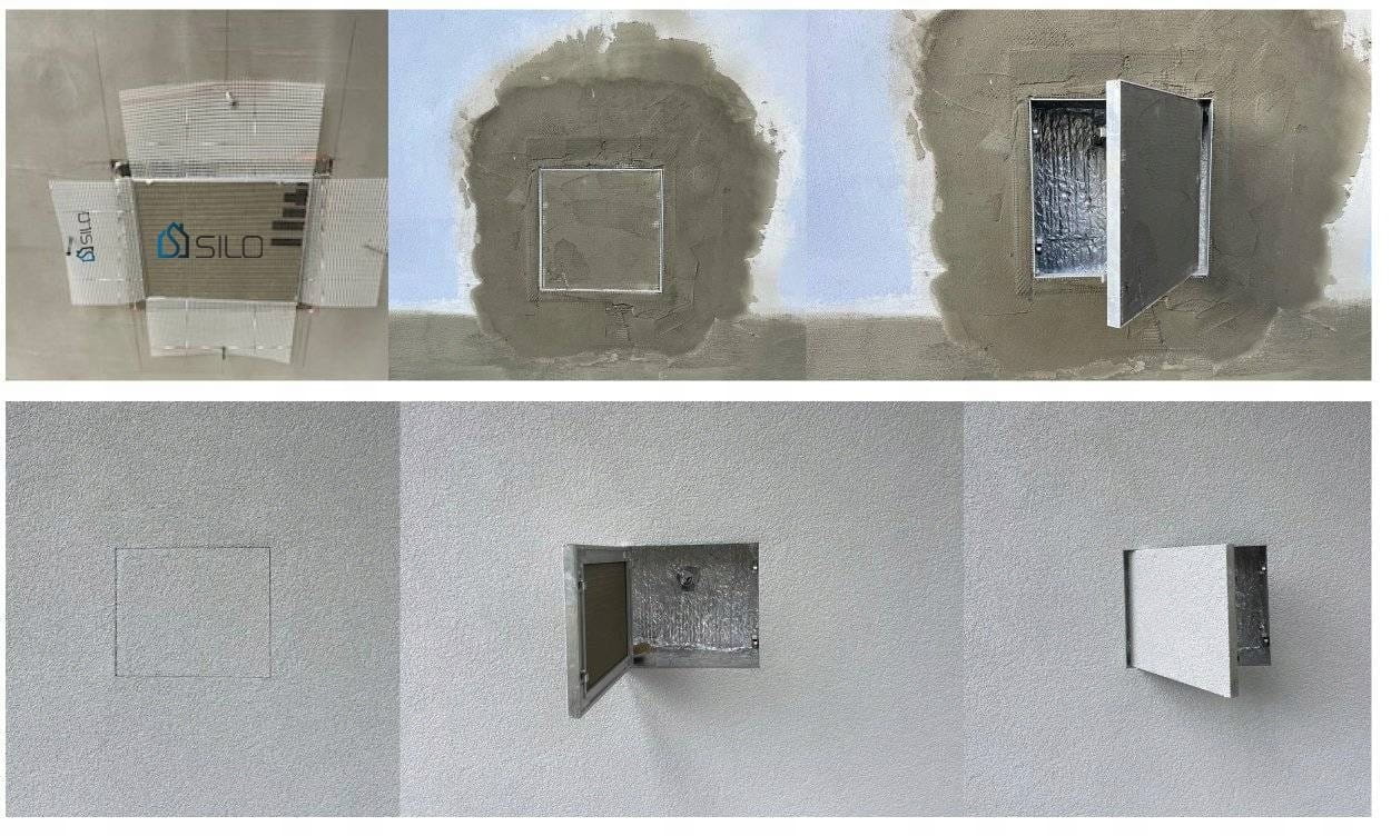 FASADE RIVET 40x50 cm – Elewacyjne Drzwiczki Rewizyjne do Styropianu | UCHYLNE Z SIATKĄ | Do Tynku i Elewacji - obrazek 4