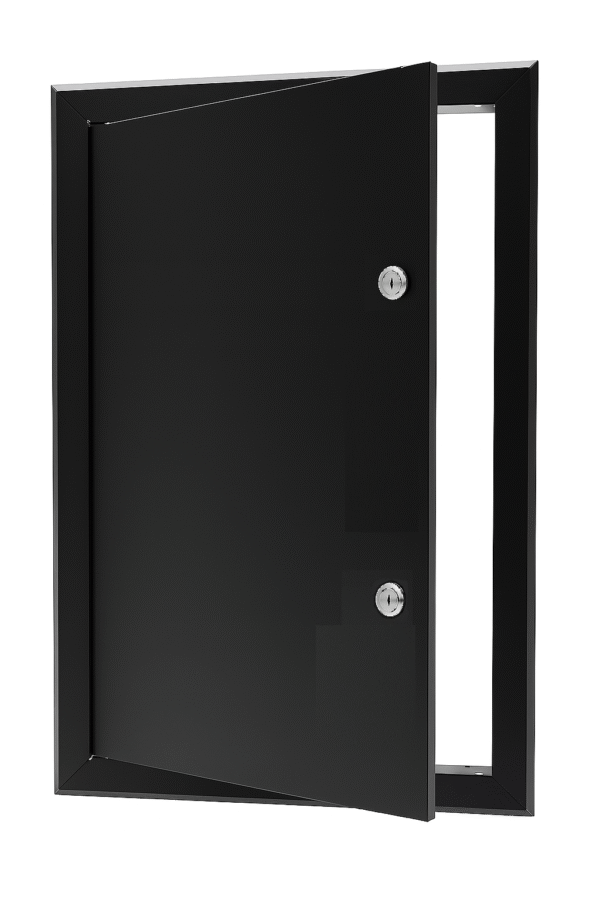 60x90 cm | Metalowe Drzwiczki rewizyjne STRONG – Czarne RAL9005, Zamykane na klucz | Konstrukcja z Grubej Blachy, Idealne do Domu i na Zewnątrz! 600x900 mm