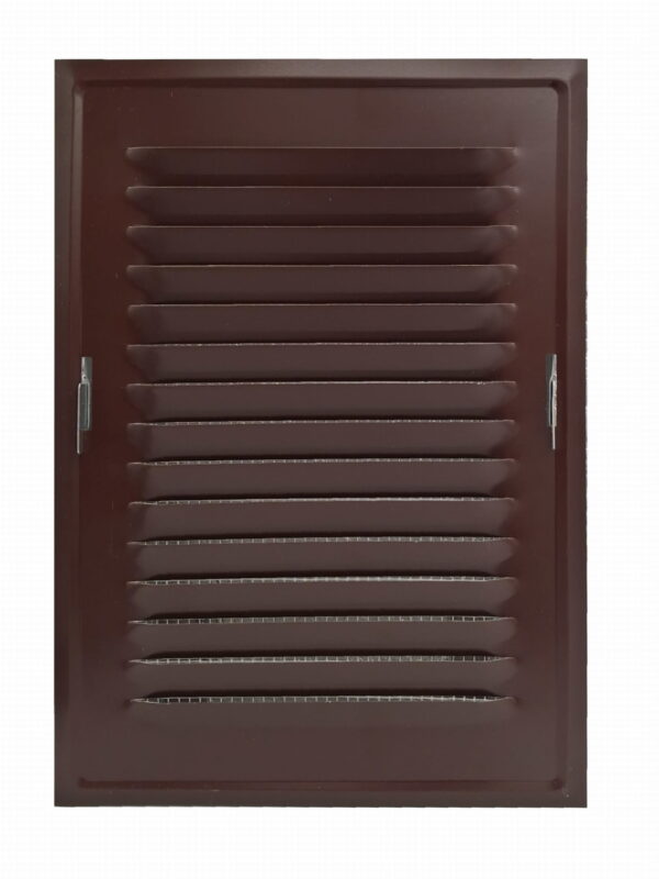 Kratka z ramką 14x21 BRĄZ RAL 8017 wentylacyjna kominowa