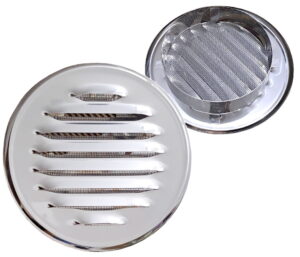 Kratka metalowa z kołnierzem FI125 INOX STAL NIERDZEWNA OKRĄGŁA WENTYLACYJNA KOMINOWA