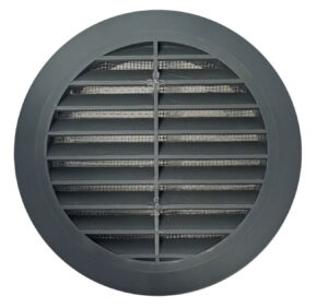 Kratka z kołnierzem OKRĄGŁA PLASTIK FI 100 wentylacyjna z siatką GRAFITOWA