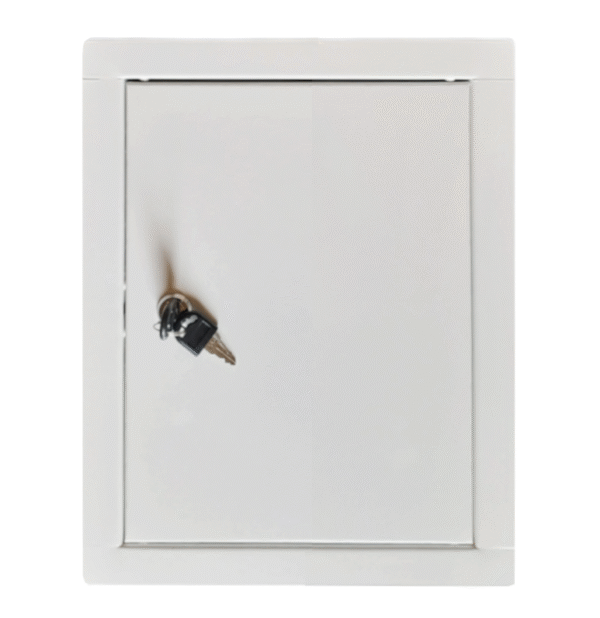 250x300mm (25x30 cm) Metalowe Drzwiczki Rewizyjne CLASSIC- Białe RAL9016, Zamykane na Klucz | Idealne do Wnętrz i na Zewnątrz!